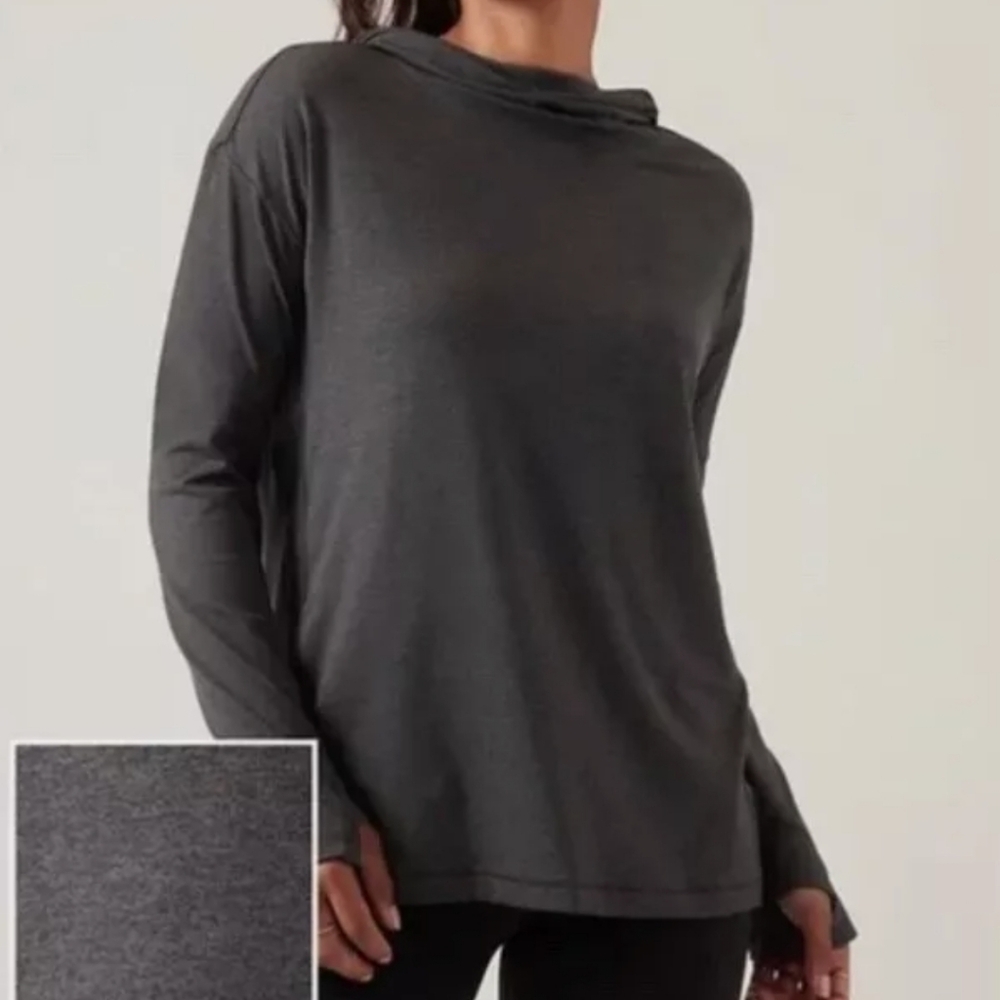 Athleta Uptempo II Hoodie Sweatshirt In Charcoal. (C7)